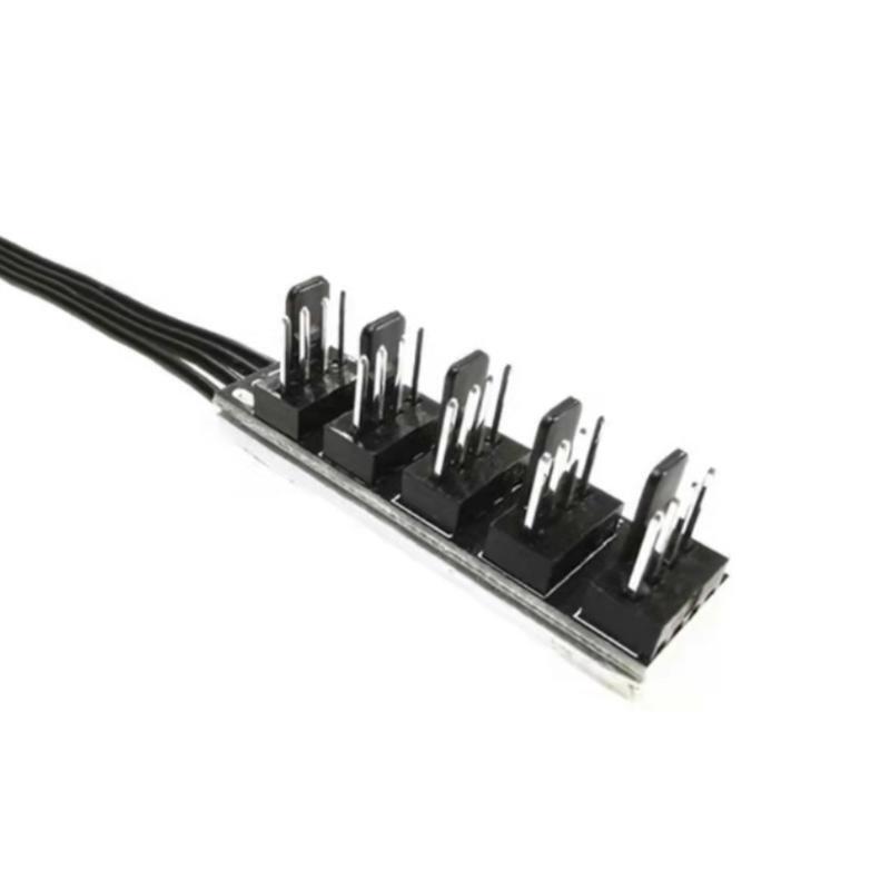 PWM Fan Hub Splitter 4 Pin Black Sleeved 1 to 5 Way PC CPU Cooling Case