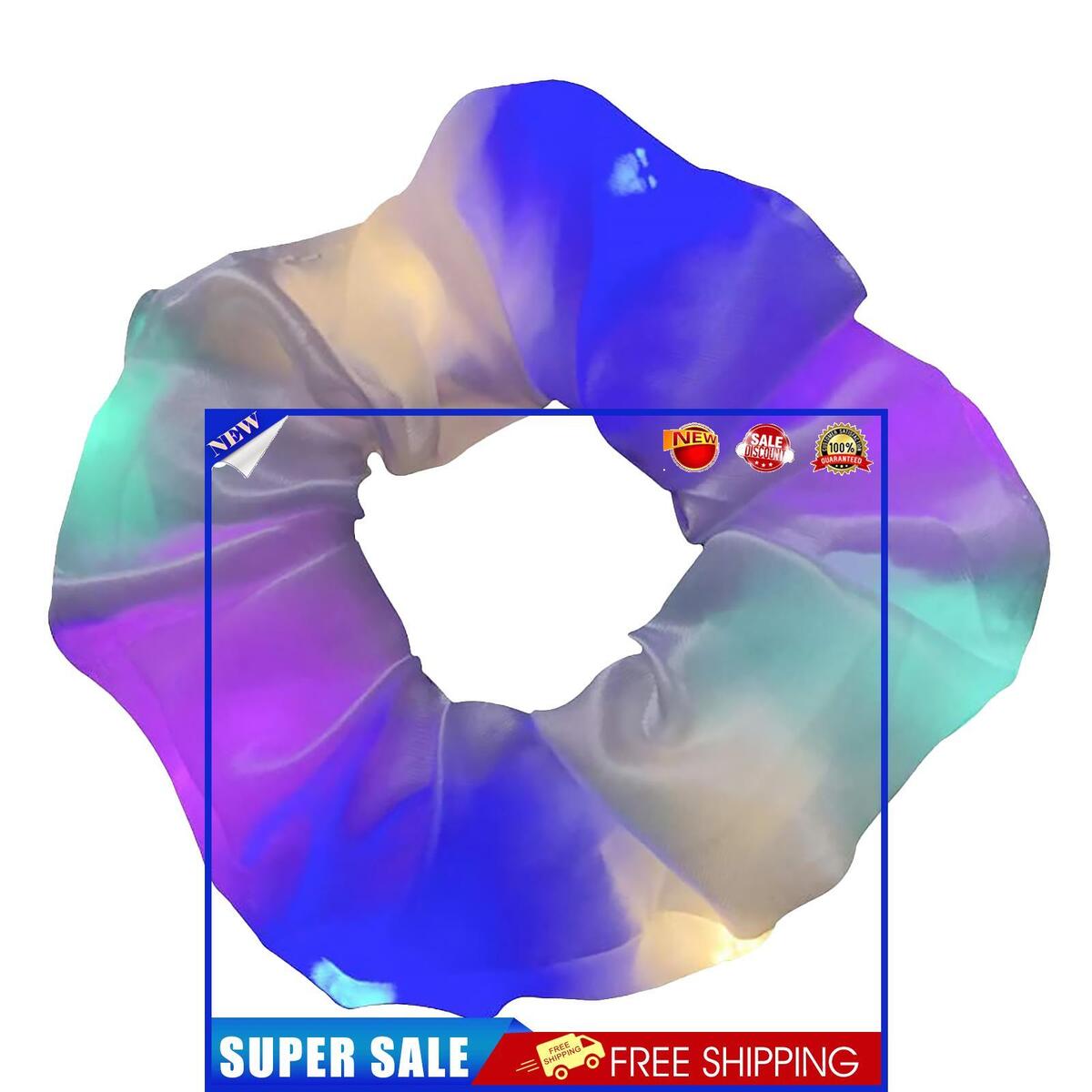 Scrunchy with LED Light Glowing Hairband & Elastic Girl Hair Band (White)