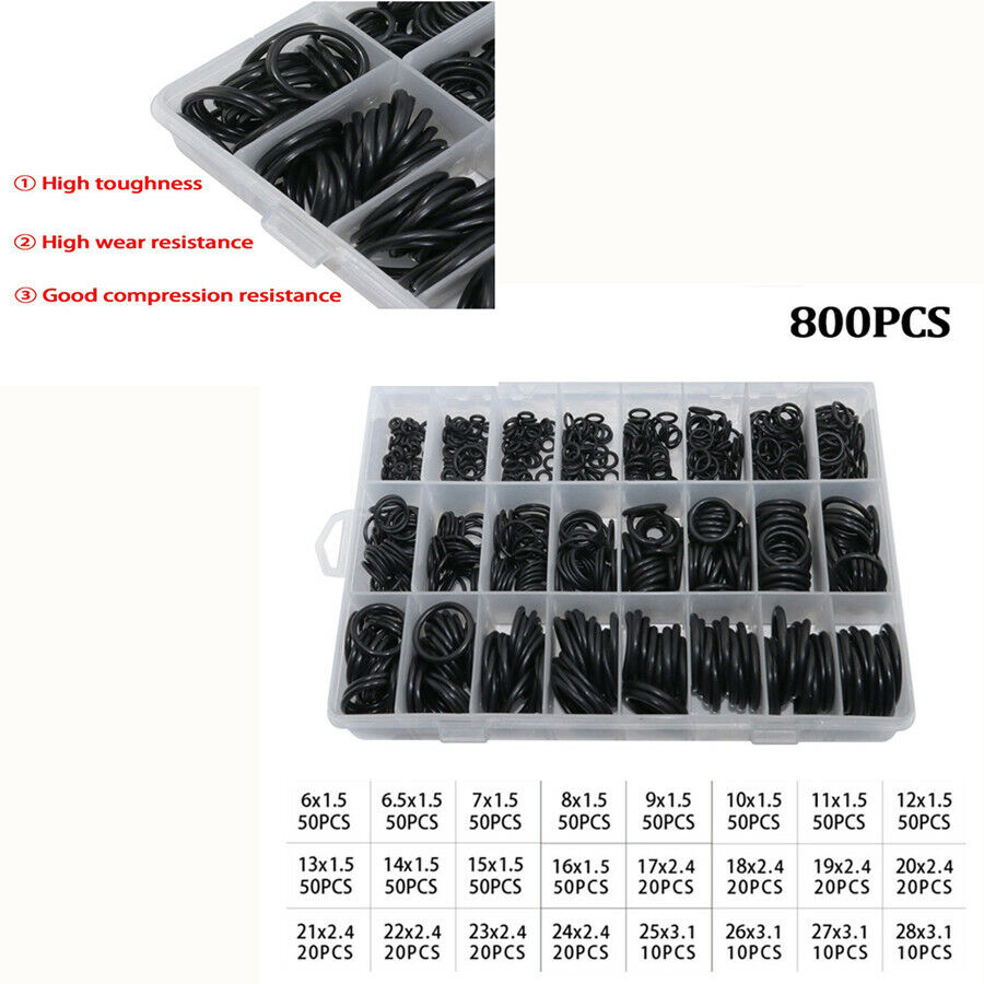 800x Universal Car Rubber O-Ring Assortment Set Gasket Automotive Seal Kit
