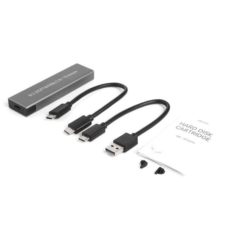 M.2 NVMe NGFF Sata SSD Enclosure Adapter USB C 3.1 10Gbps for PCIe M B+M Key