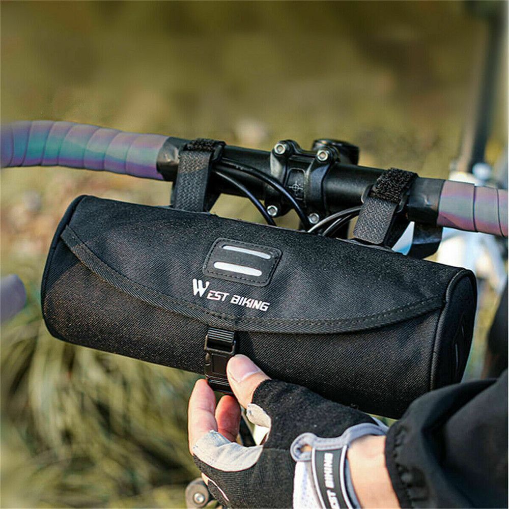 Reflective Bike Handlebar Pouch Storage Pouch Bicycle Bag Front Tube Frame Bag