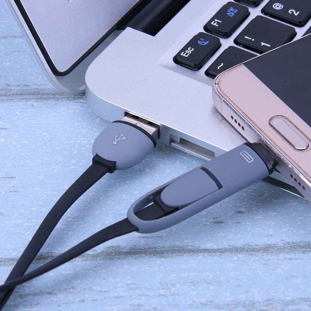 2 in 1 Micro USB+Type-C Sync Data and Charging Cable for Android (Black)