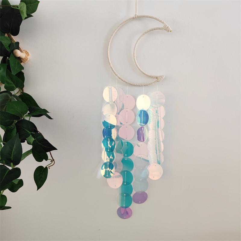 Moon Sequins Hanging Pendant Decorations for Yard Garden Room Bedroom Decor