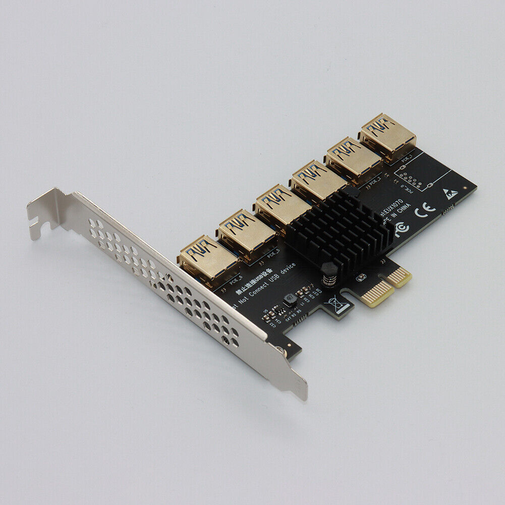 PCI-E Riser Card 1 to 6 USB 3.0 Multiplier Hub BTC Mining Expansion Card