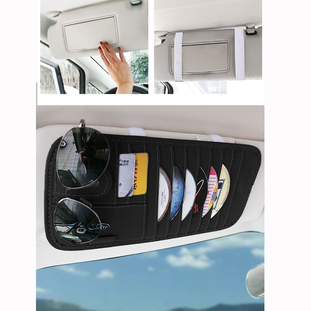 Coin Purse Sunglasses Case Sun Visor Storage Bag CD DVD Holder Card Clip