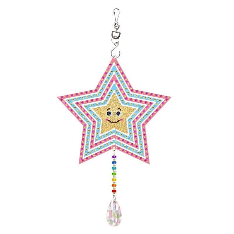 DIY 5D Diamond Painting Kit Smile Face Star Wind Chimes Window Hanging Pendant