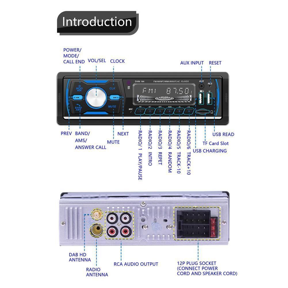 Stereo FM/USB/AUX/ Car Radio Car MP3 Player In-dash Audio Head Unit Bluetooth