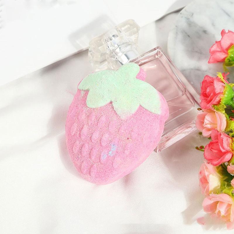10Pcs Stawberry Shaped Bath Bomb Bubble SPA Ball Exfoliating Oil Control Cleaner