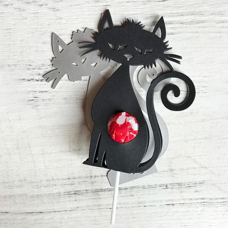 Cat Lollipop Holder Metal Cutting Dies Photo Album Decoration Accessories DIY