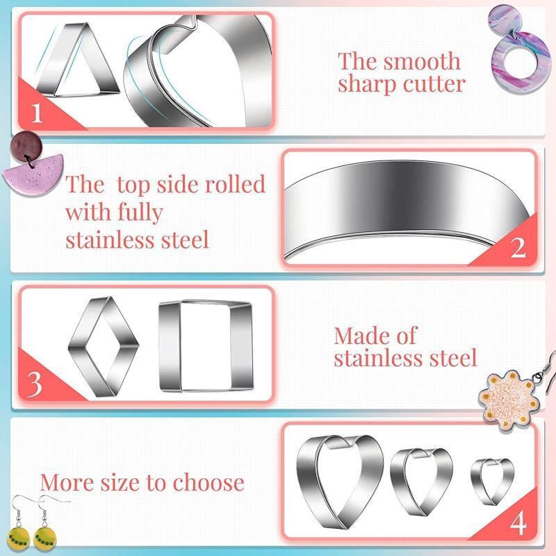 30 Pcs Polymer Clay Cutters Geometric Stainless Steel Cutters Clay Earring Cutte