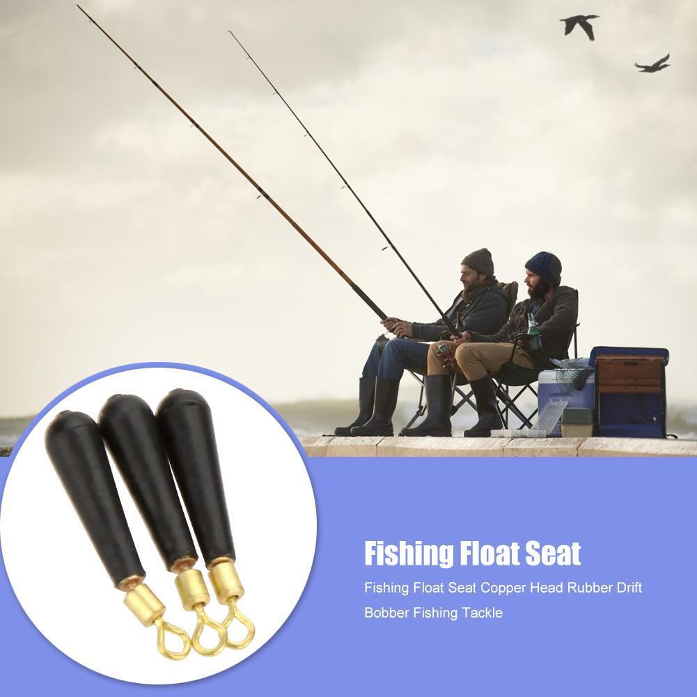30pcs Fishing Float Seat Copper Head Rubber Drift Bobber Fishing Tackle (L)