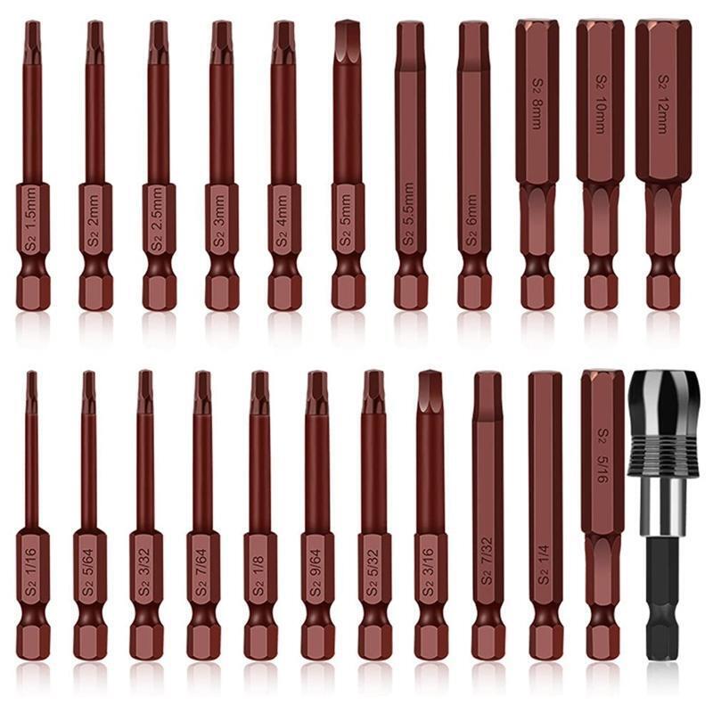 Hex Head Allen Wrench Drill Bit Set Metric & Inch Metal Steel Hex Bit Set 23 Pcs