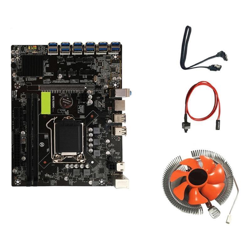 B250 BTC Miner Motherboard DDR4 LGA1151 12 PCI-E Graphics Card Slot CPU Fan Sata