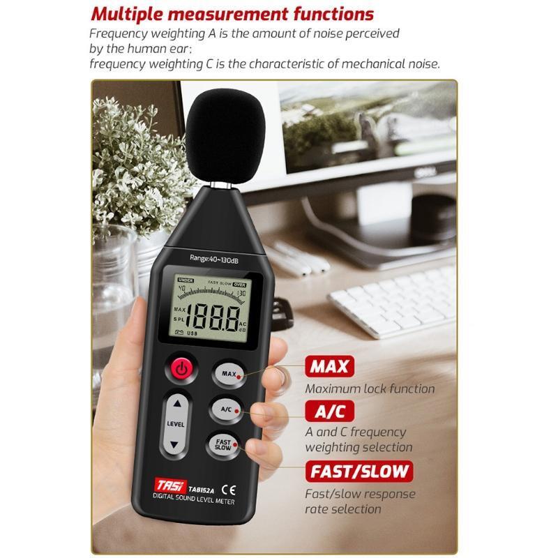 TA8152A Noise Measuring Meter 40~130dB Audio Sound Level Meter Decibel Monitor