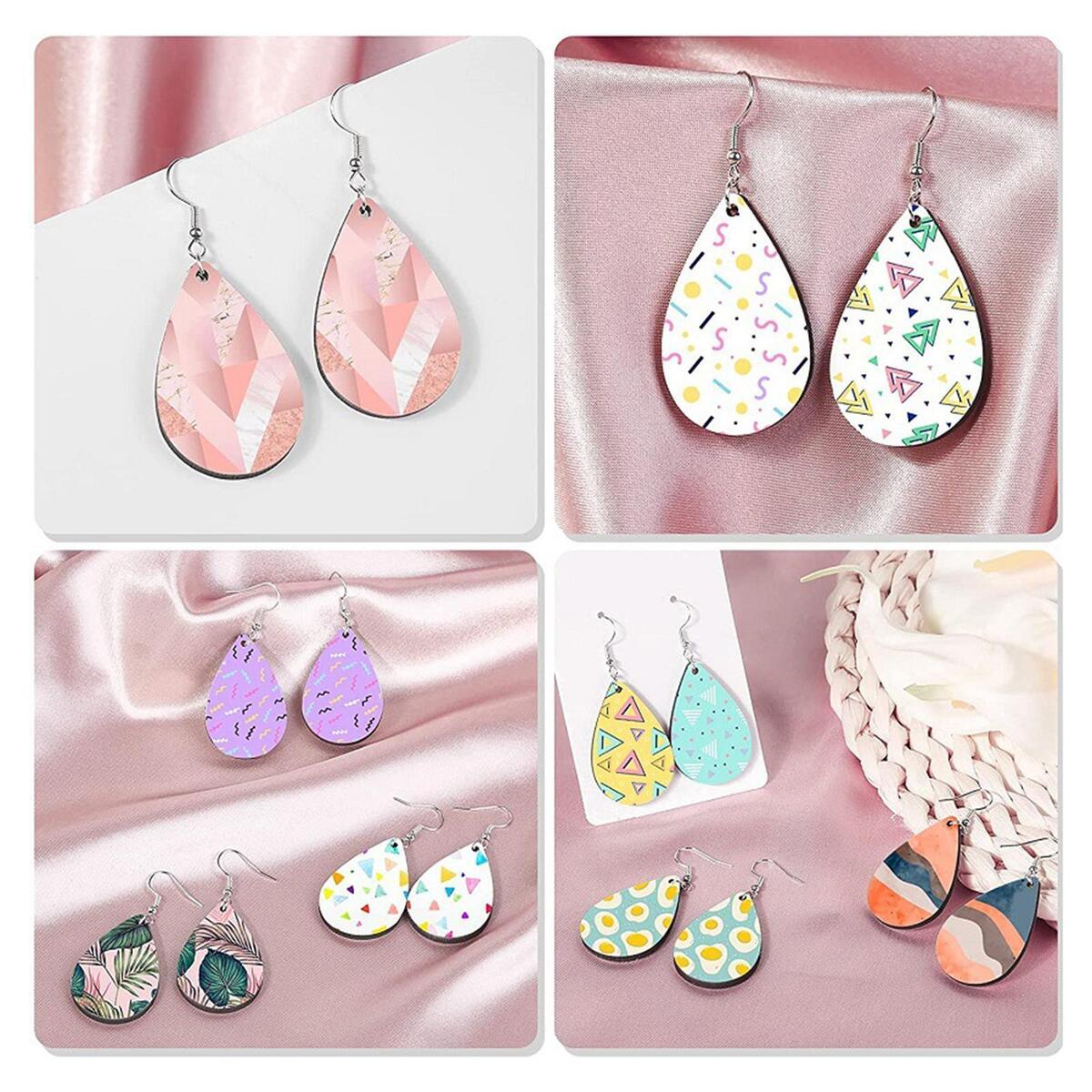 50x Sublimation Blank Earrings Earring Pendant Unfinished MDF for