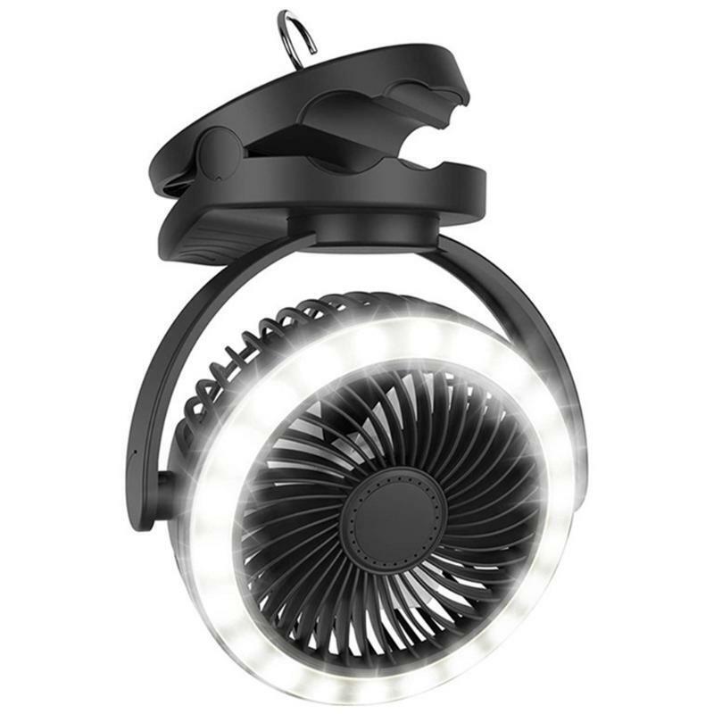 Camping Fan with LED Light & Hanging Hook for Tent Car Up to 40hrs Working Hours