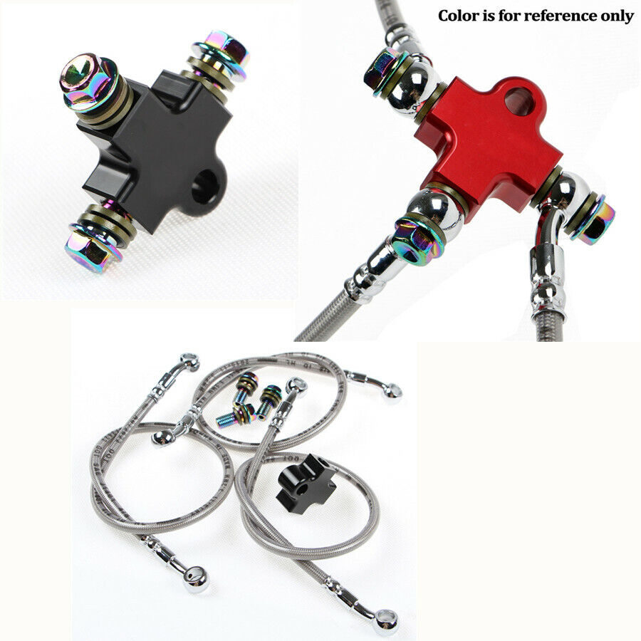 Hydraulic Brake Hose Pipe Tee Black Connector 3way For Dirt Pit Bike ATV System