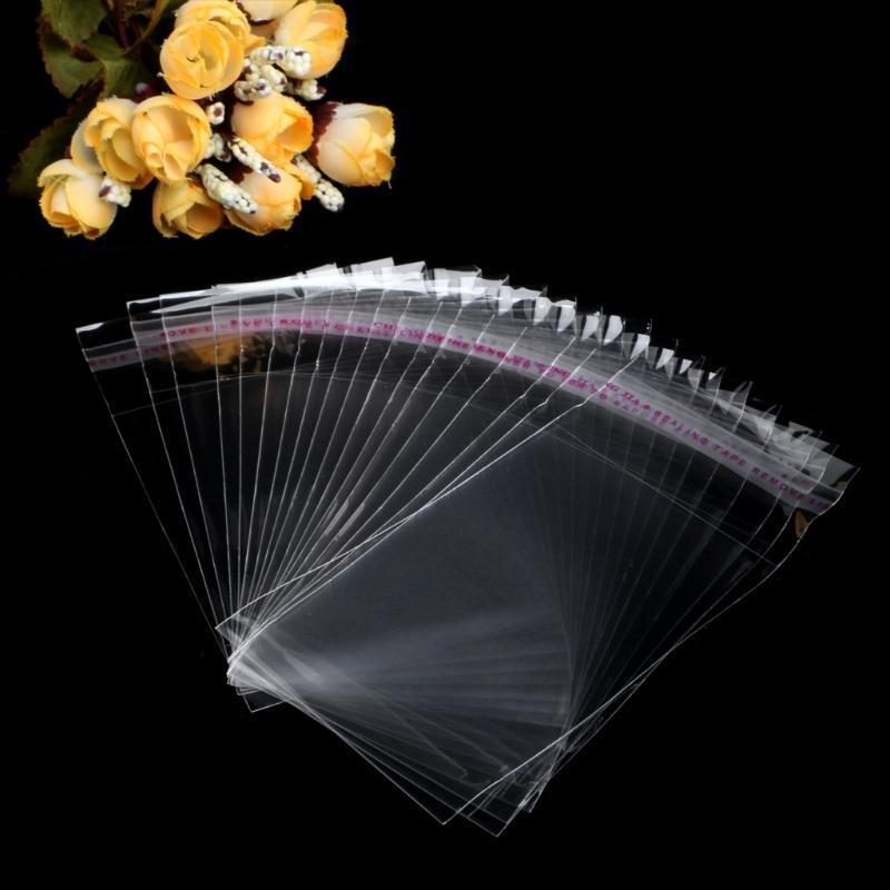 100Pcs Plastic Clear Treat Gift Bags Self-Adhesive Sealing Plastic Bags in Bulk