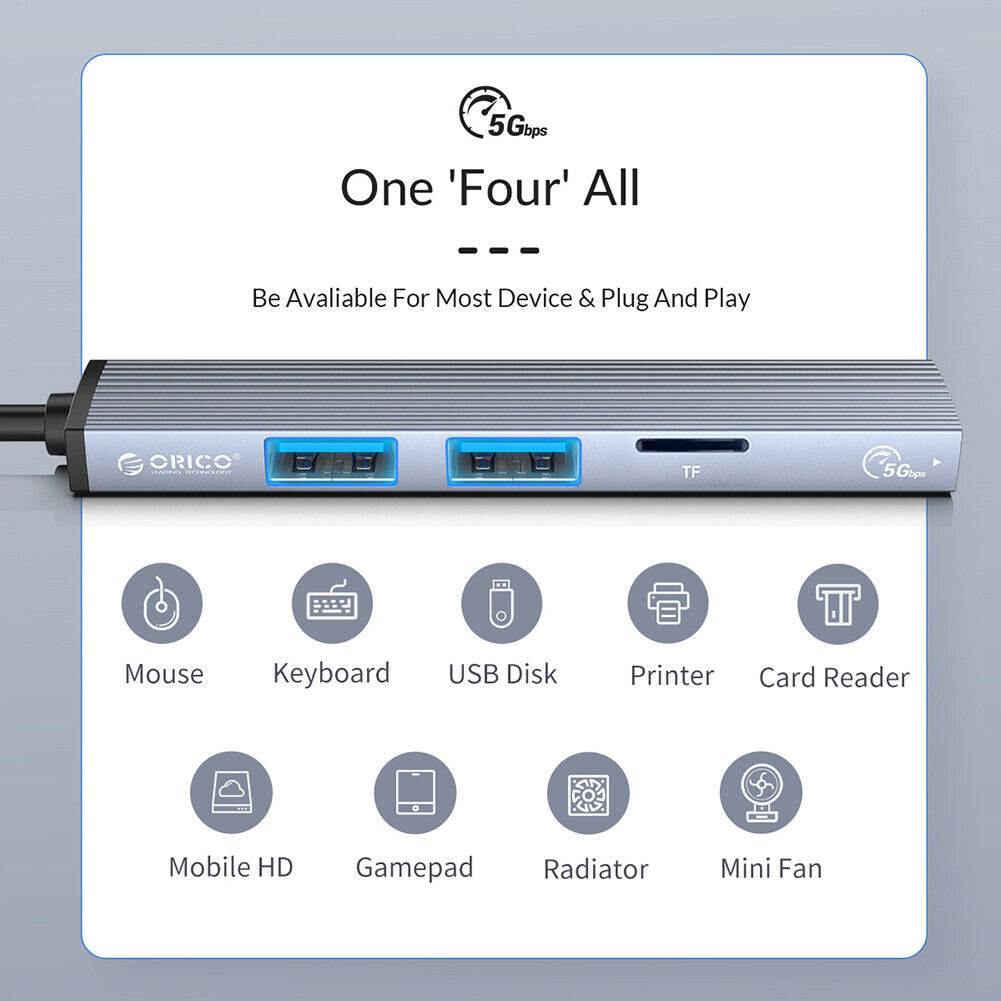 ORICO AH-12F 4-in-1 Portable Docking Station USB Hub for Windows Series