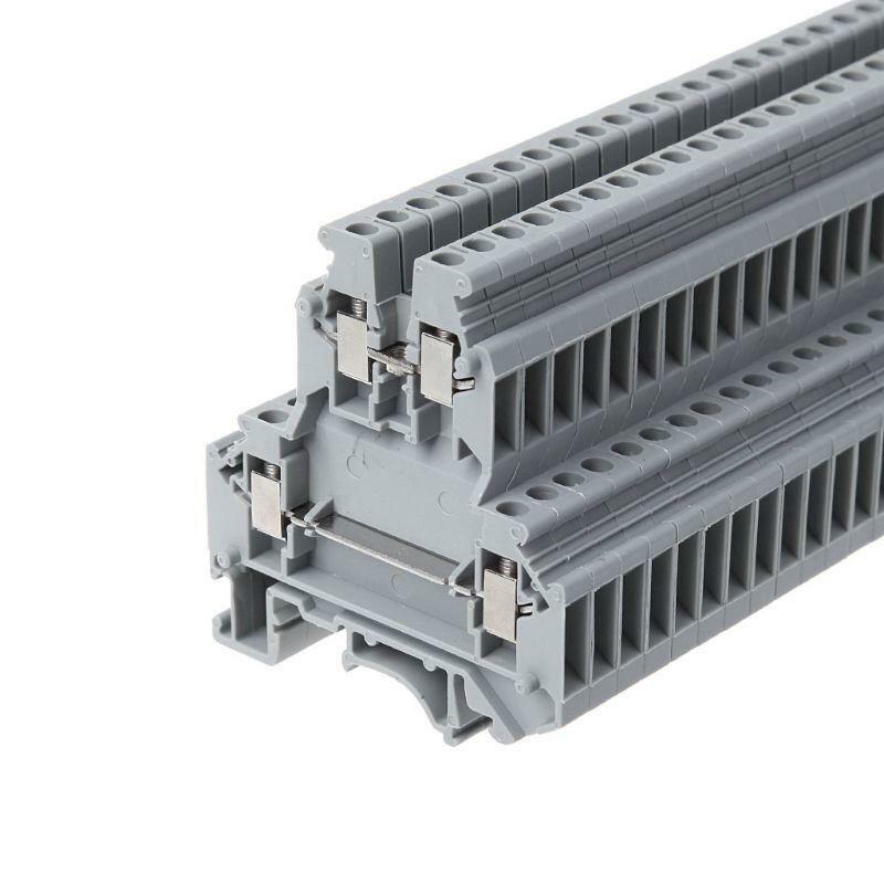 50 Pcs UKK3 DIN Rail Double Level Dual Row Terminal Block 500V 25A 28-12AWG Gray