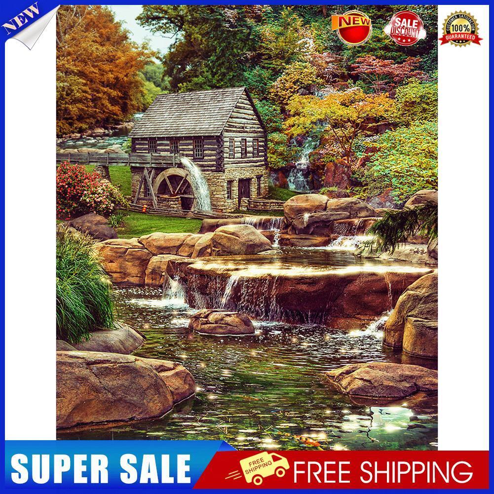 5D DIY Diamond Painting Woods Village Stream Full Square Drill Cross Stitch