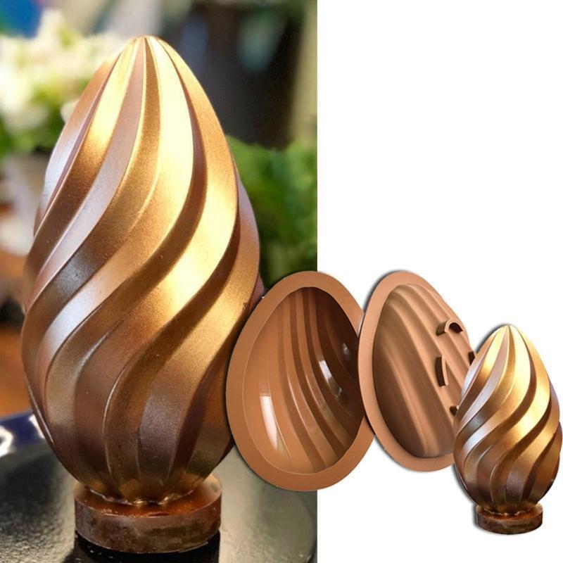 Set of 2 Silicone Half Water-patterned Egg Shaped Silicone Moulds Fondant Moulds