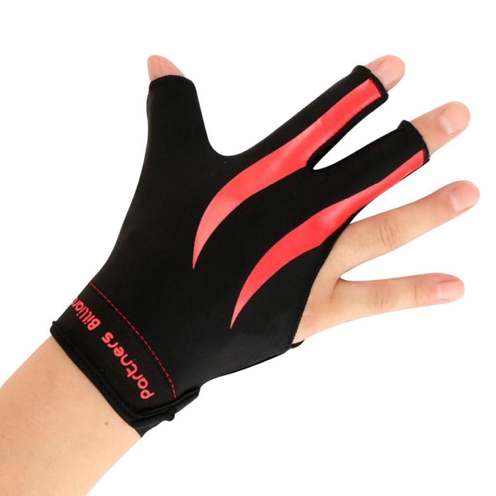 3-Finger Fingerless Right Hand Billiard Glove with 4 Pieces Pool Cue Chalk