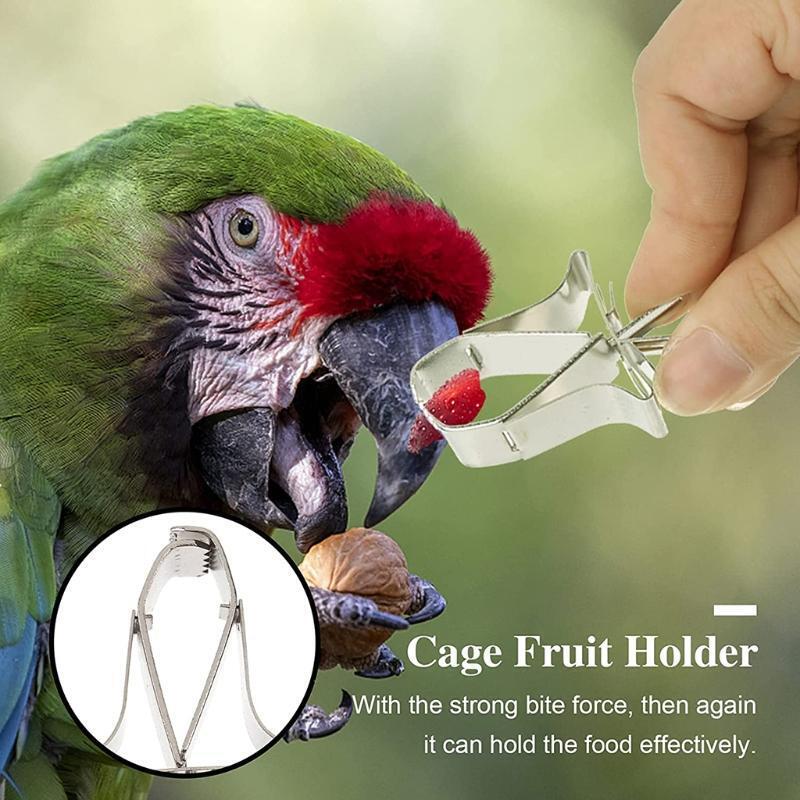 Bird Treat Holder Fruit/Vegetable Feeder Metal Clips Feeding Tool for Cage