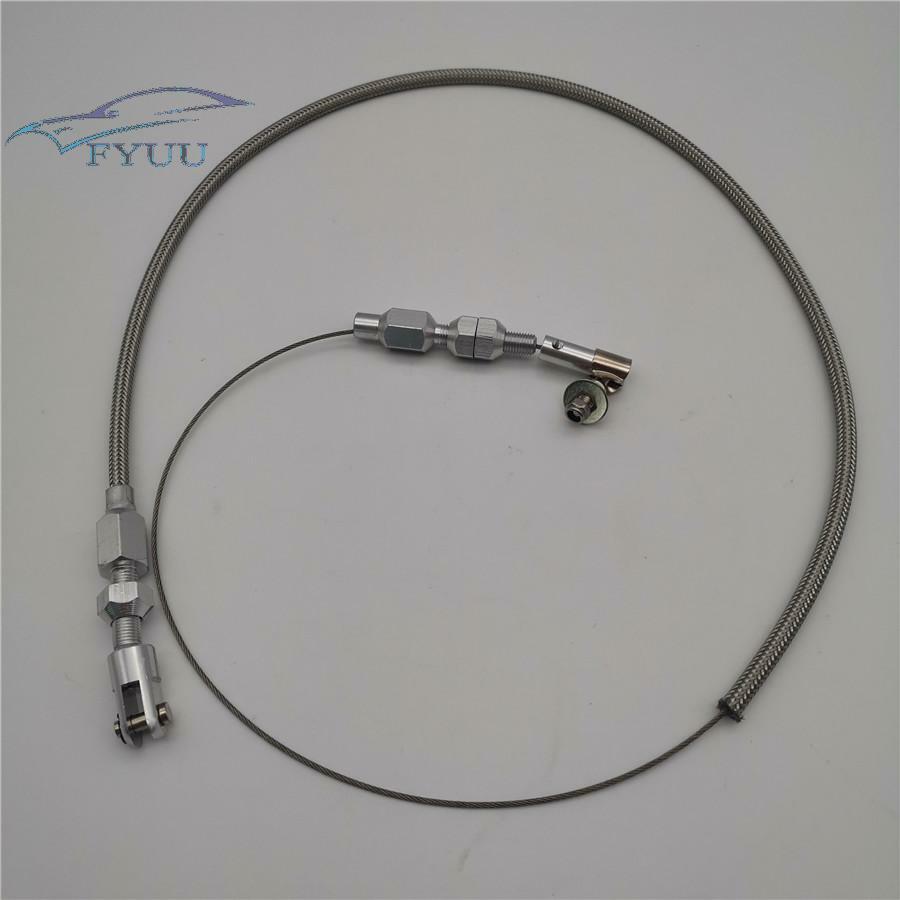For Ford Chevy New Throttle Pedal Cable Stainless Steel Braided Aluminum Ends