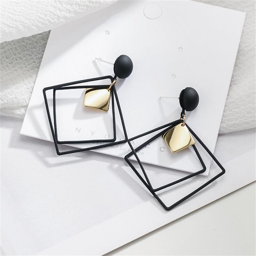 New Accessories Women Jewelry Geometric Earrings Long Black