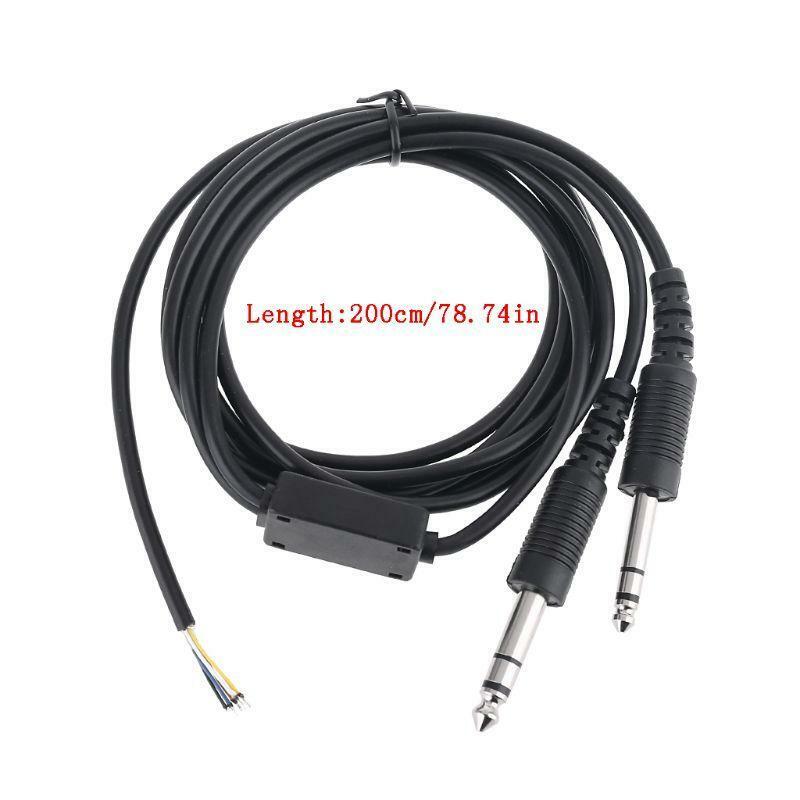 200cm DIY Aviation Headset Dual-plug Aircraft Headphones Replacement Cable Line