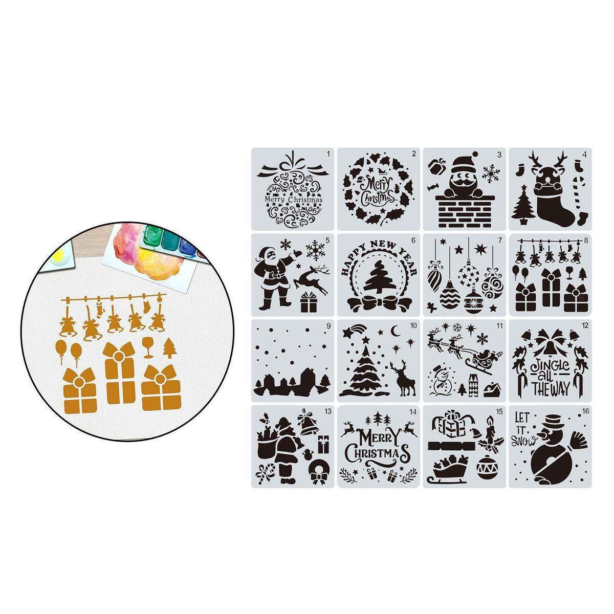 16Pcs/Set Christmas Stencils Template Template  for Making Decoration