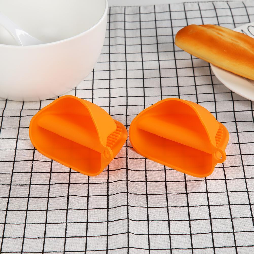 2pcs Silicone Anti-Slip Oven Gloves Heat Resistant Cooking Glove (Orange)