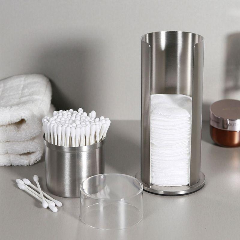 Stainless Steel Acrylic Cotton Swabs Storage Box Swab Holder Desktop Boxes