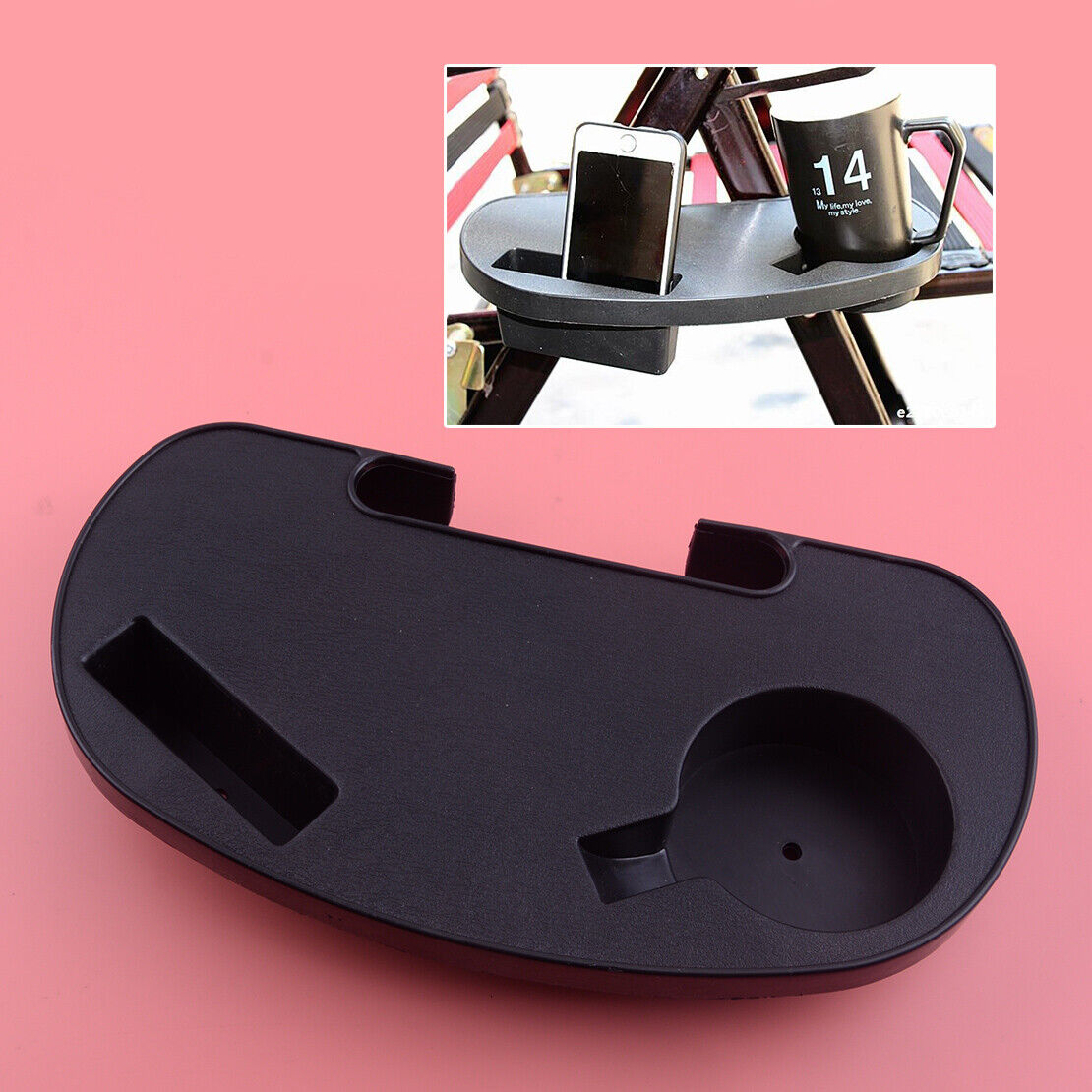 FOLDING RECLINING LOUNGER CHAIR CLIP ON SIDE TABLE CUP DRINK HOLDER TRAY New