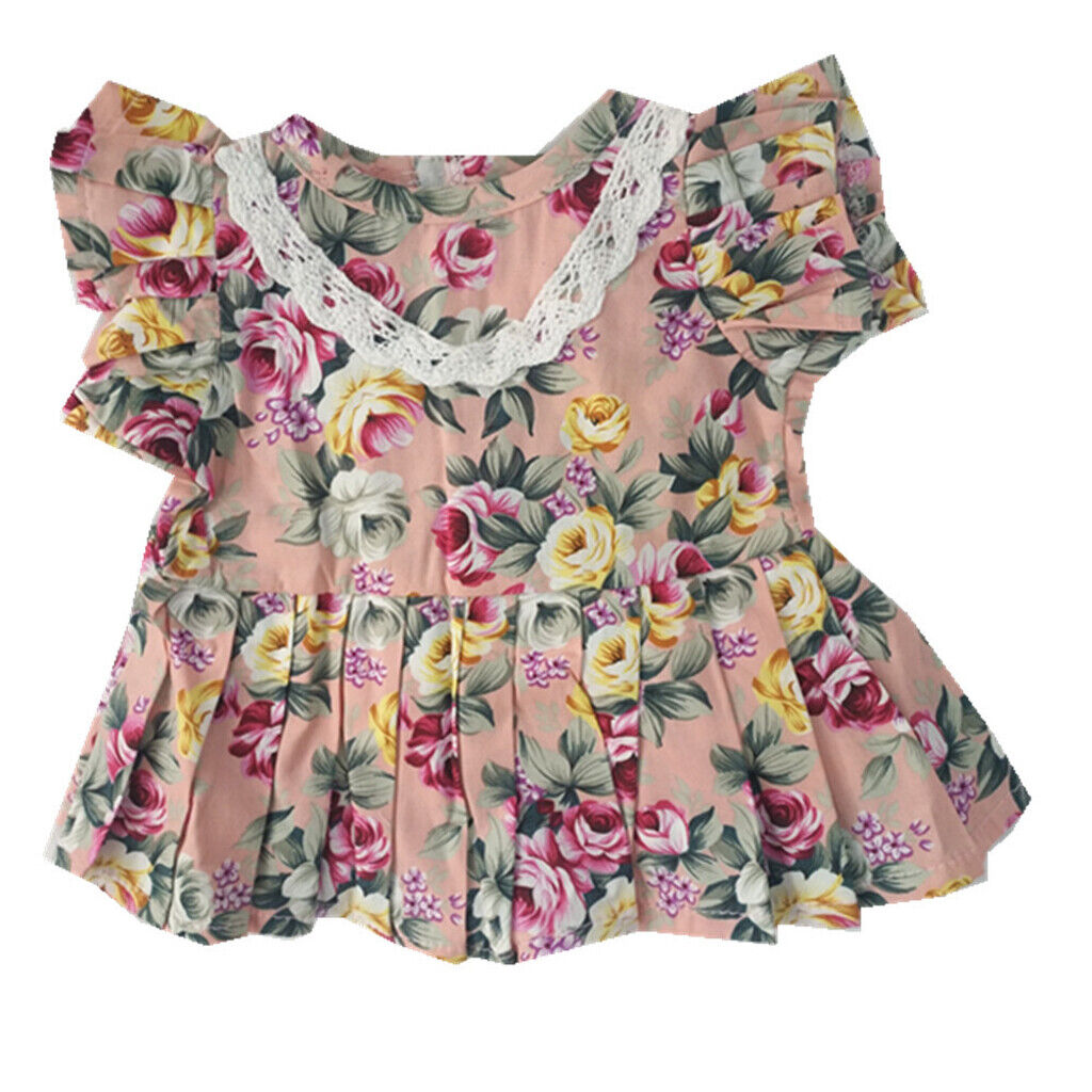 Newborn  Clothes For 17-18"  Girl Flower Dress Pants Hat Sock