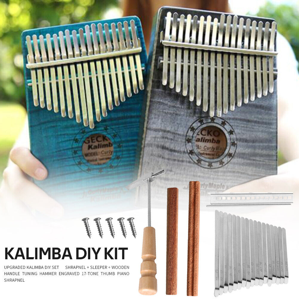 17 Keys Kalimba DIY Replacement Parts with Keys Bridge Tuning Hammer Kit