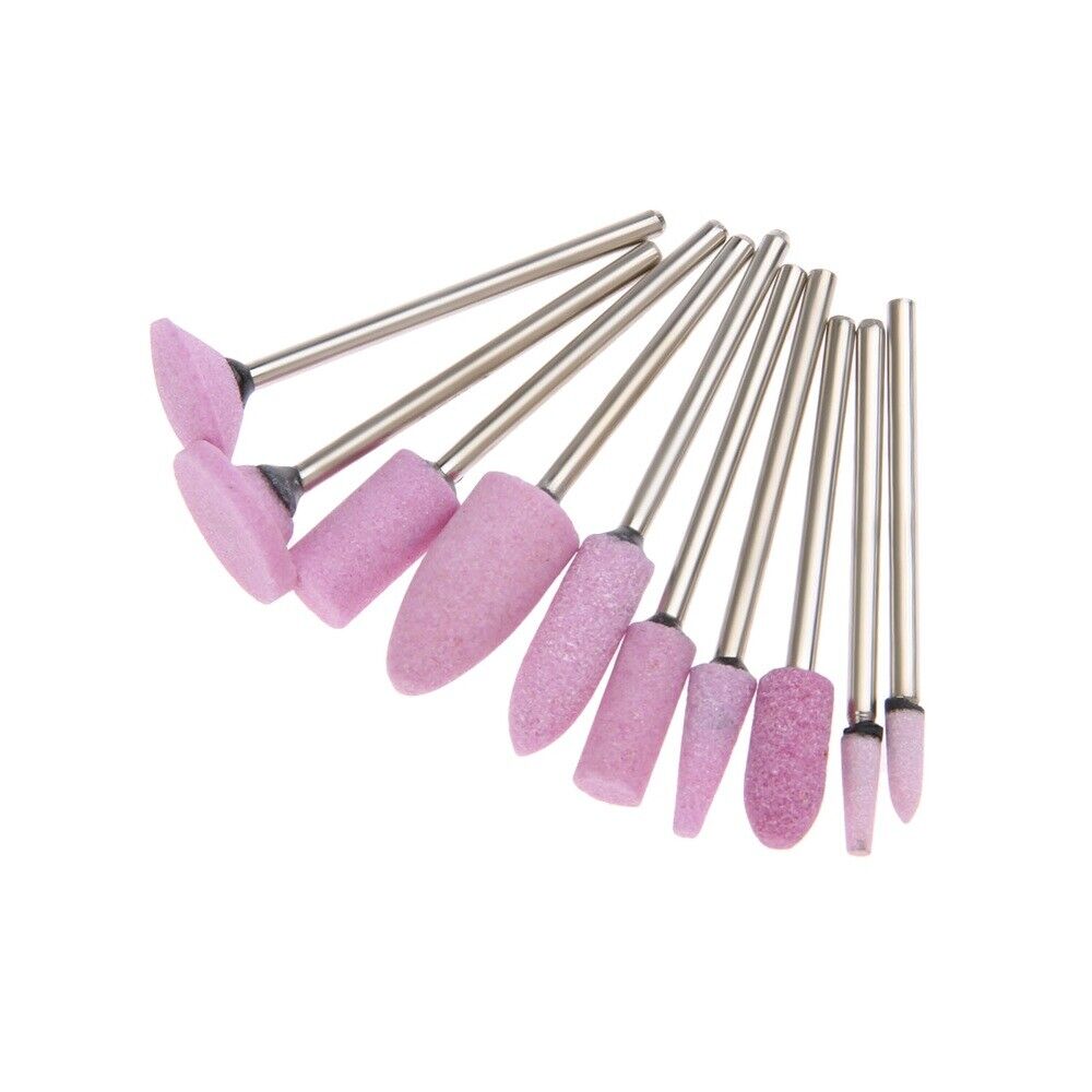 10x Red Corundum Abrasive Polishing Stone Grinding Rotary Tool Kit 2.35mm Shank