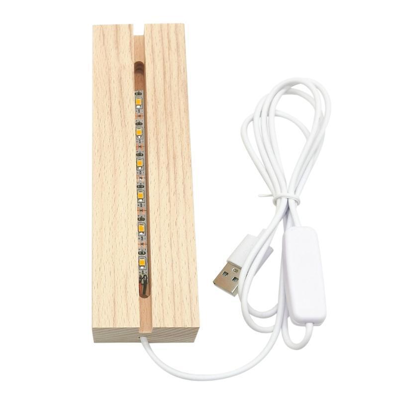Natura Lights Lamp Holder Wooden Craft for Crystal Glass Wood Lighted Base Stand