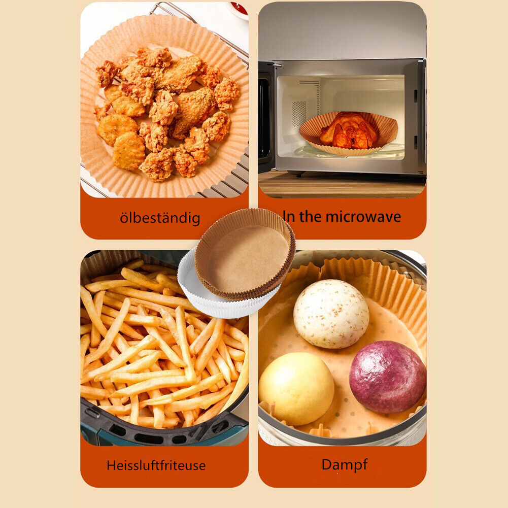 50pcs Air Fryer Paper Liner Steaming Oven Baking Oil Paper Mats (20x4.5cm)