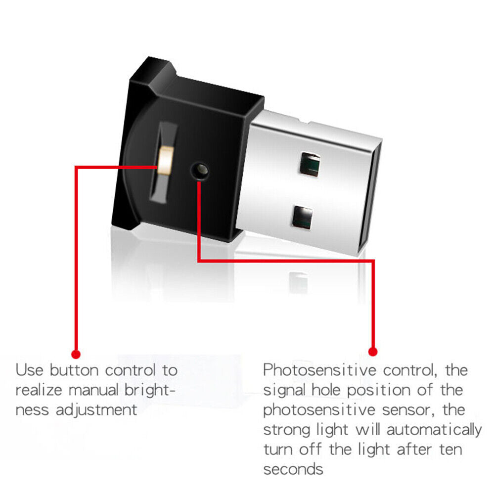 USB Car Colorful Night Lights Auto Interior RGB LED 8 Colors Ambient Lamp