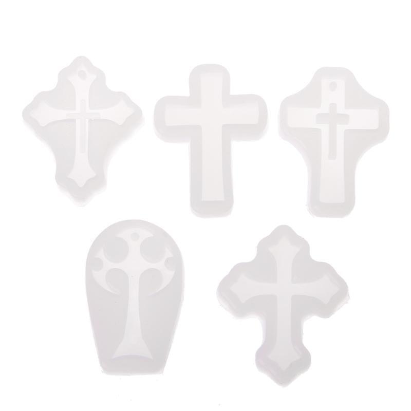 5Pcs Cross Shape Silicone Pendant Jewelry Casting Mold for DIY Jewelry Making