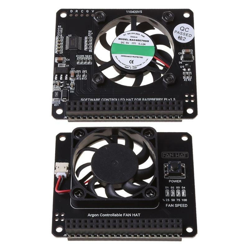 Mini HAT RGB Cooling HAT with Fan Software Controllable for Raspberry  Pi 4B/3B