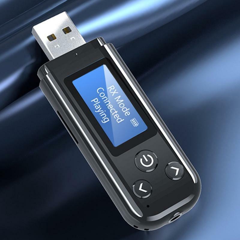 BT5.0 USB Music Receiver Transmitter for PC Car Audio AUX 3.5 Adapter TF Display