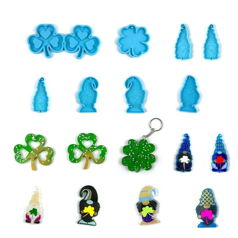 8 Pcs Glossy Silicone Molds Patrick's Day Keychain Mold Pendant Jewelry Molds