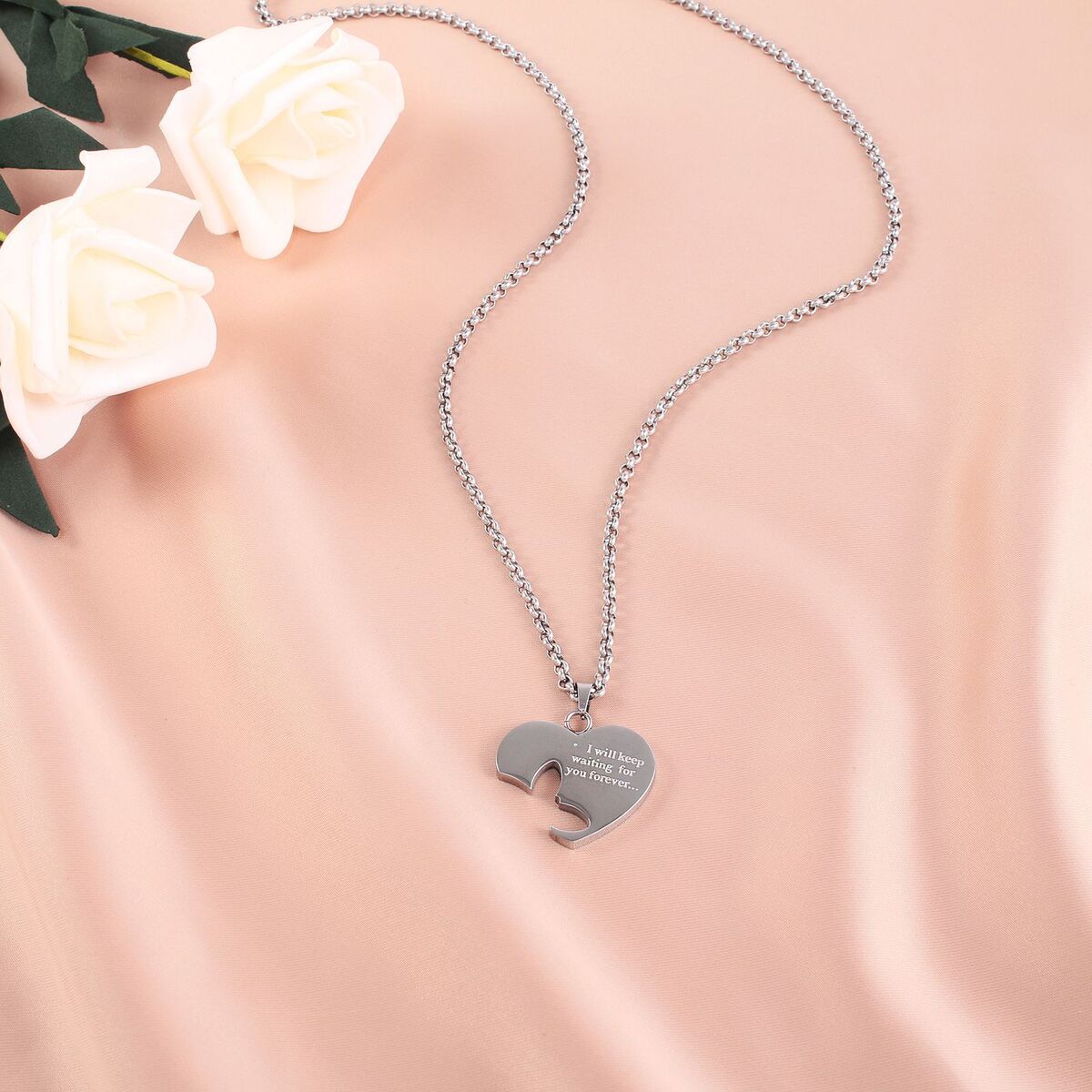 Day Heart Choker Couple Necklace Lovers Decoration Heart Drop Pendant