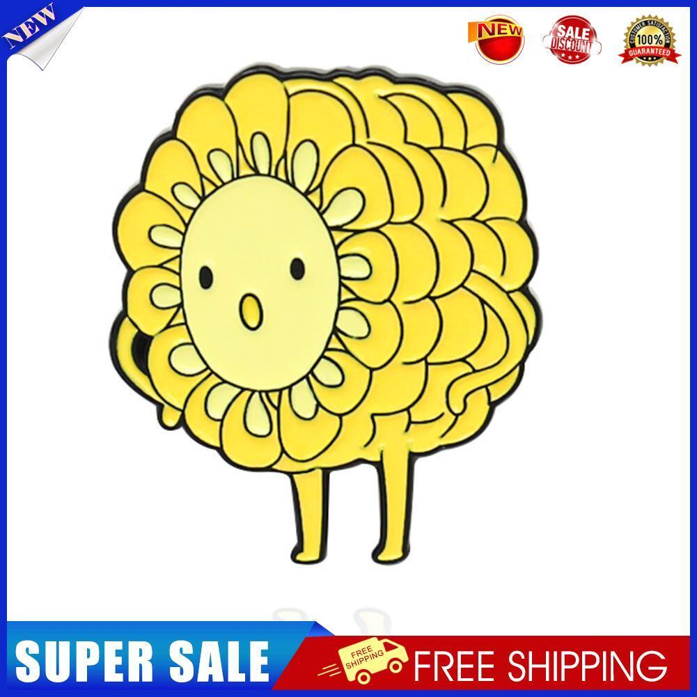 Cartoon Smile Face Brooch Cereals Sunflower Jacket Lapel Pin Badge Decor
