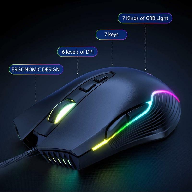 Rainbow Backlight Gaming Keyboard and Mouse Combo RGB Wired Keyboard 89 Keys