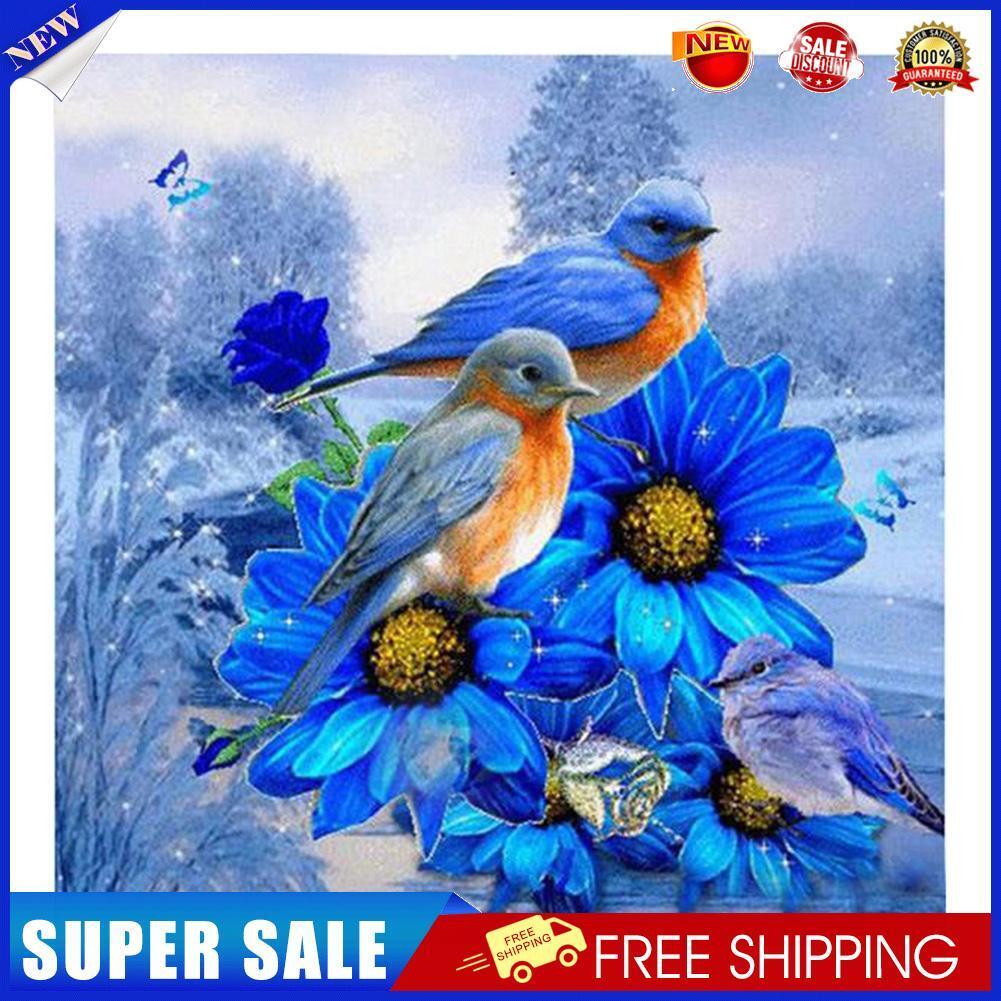5D Blue Bird Diamond Painting Cross Stitch Mosaic Picture Needlework Decor