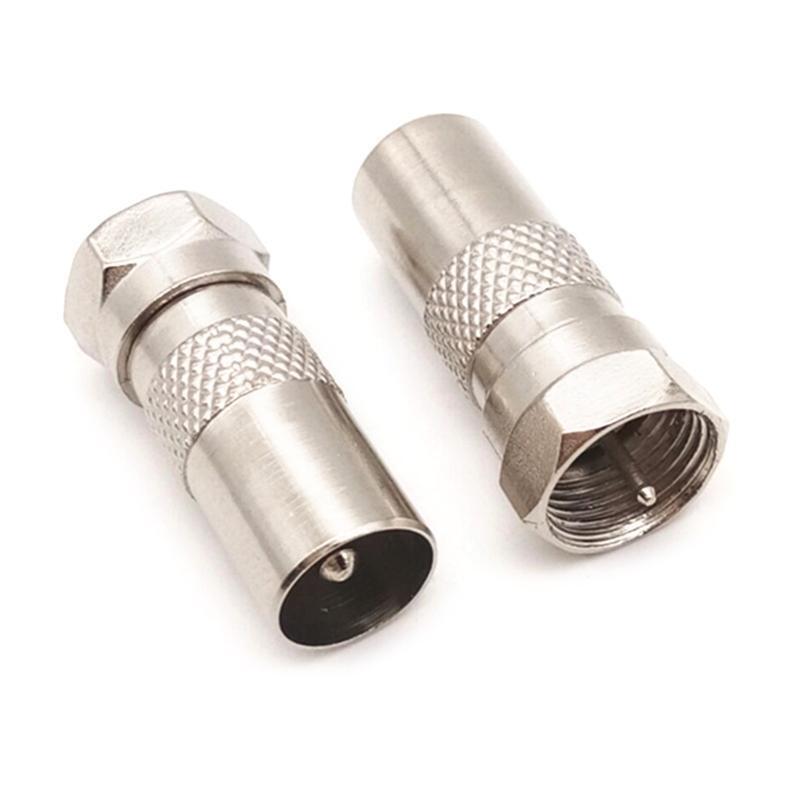 2Pcs F Type Male Plug Socket Jack to Straight RF Coaxial Adapter Connector